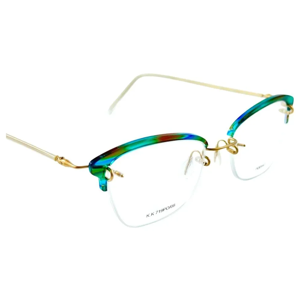Kazuo Kawasaki MP719PO Womens Plastic Eyeglass Frame 08 Green Gold 47-19 Japan